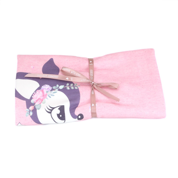 0,55m Zuschnitt -  Sommersweat - Vintage BlumenKitz - Paneel - Rosa Meliert - Bio Qualität - NIKIKO