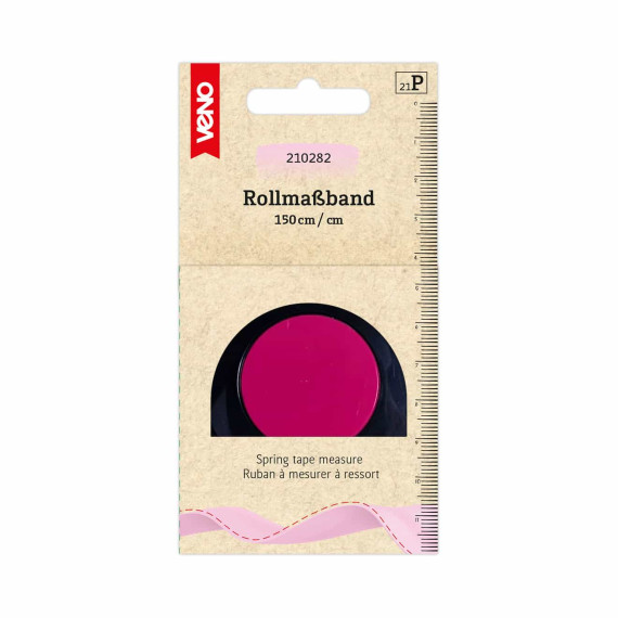1 Rollmaßband - 150cm - veno - Schwarz/Magenta