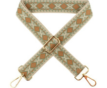 Taschengurt mit Karabinern - Verstellbar - 40mm - Rautenmuster - Pastelltürkis/Hellbraun/Gold