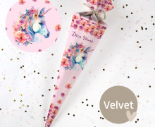 DIY-Nähset Schultüte - Floral Unicorn - Velvet - zum selber Nähen