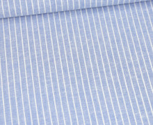 Leinen - Baumwolle - Mischgewebe - Dünne Weiße Streifen - 176g - Melange - Hellblau