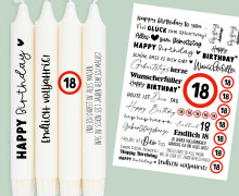 DIN A4 - Tattoofolie - Geburtstag - 18 - für Kerzen / Keramik