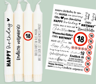DIN A4 - Tattoofolie - Geburtstag - 18 - für Kerzen / Keramik