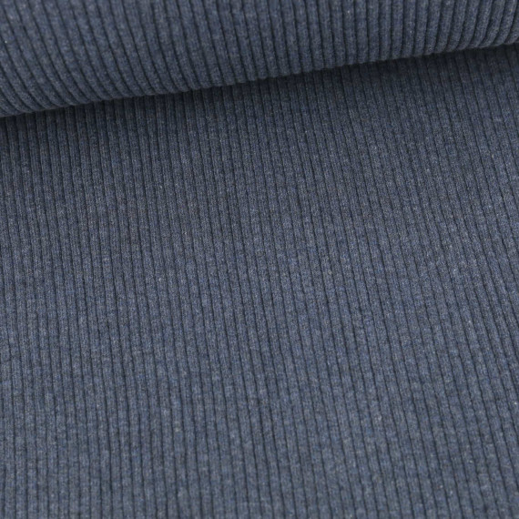 Hipster Bündchen - Gerippt - Uni - Schlauchware - Taubenblau Dunkel Meliert