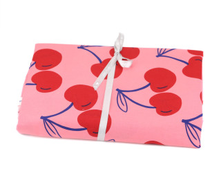 2m Zuschnitt - Beschichtete Baumwolle - Große Kirschen - Lachsrosa