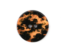 1 Polyesterknopf - 15mm - 2-Loch - Aquarellmuster - Orange/Schwarz