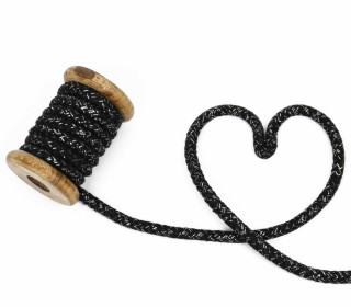 1m Kordel - Rope Bowl - Lurexfäden - Glitzer - 10mm - Schwarz
