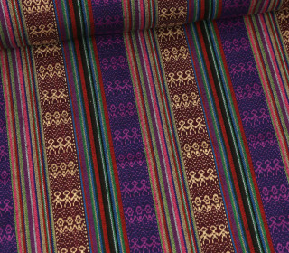Feste Baumwolle - Mischgewebe - Webware - Ethnic - People - Dunkelrot/ Bordeaux/Lila/Violett/Beige/Grün