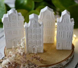 Silikon - Gießform - Multiform - Grachtenhäuser - Haus - für 4 Stück - vielfältig nutzbar