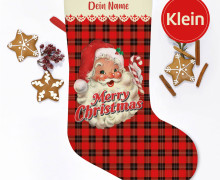 DIY-Nähset - Nikolaussocke - KLEIN - Softshell - Vintage Santa - Merry Christmas