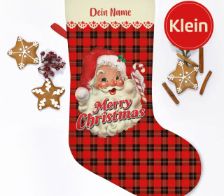DIY-Nähset - Nikolaussocke - KLEIN - Softshell - Vintage Santa - Merry Christmas