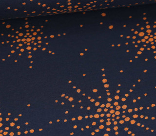 Bio-Jacquard - 2 Farb Spezial Jacquard Jersey - Boom - Glossy - Stahlblau/Rostorange - Hamburger Liebe