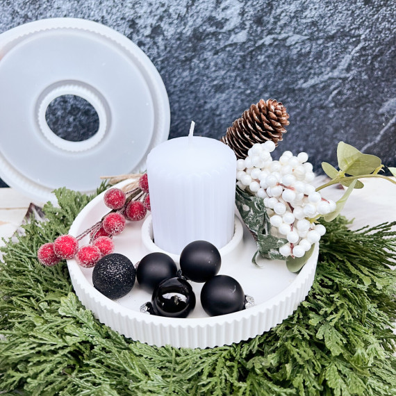 Silikon - Gießform - Dekotablett - Ring - mit Streifen - KLEIN - vielfältig nutzbar