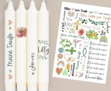 DIN A4 - Tattoofolie - Taufe - Schlicht - für Kerzen / Keramik