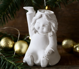 Silikon - Gießform - sitzende rundlicher Engel - Tellerhalter - Weihnachten - vielfältig nutzbar