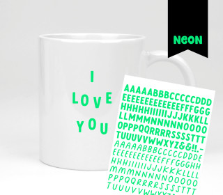 Neon Rub-On Sticker - Buchstaben - Grün - Tante Henni Rubon - vielfältig nutzbar