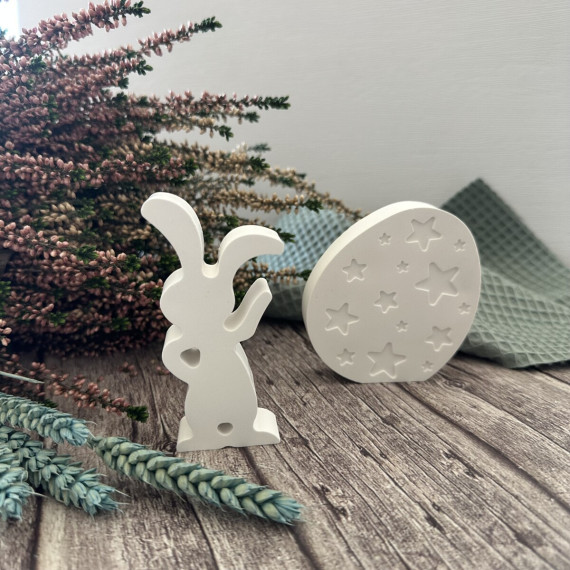 Silikon - Gießform - Kleiner sportlicher Osterhase mit Osterei - Nr. 1 - vielfältig nutzbar