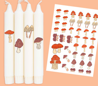 DIN A4 - Tattoofolie - Pilzgenuss - für Kerzen / Keramik