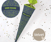 DIY-Nähset Schultüte - Geometrische Linien - Velvet - zum selber Nähen