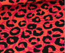 Sommersweat - French Terry - Leo & Abstraktes Muster - Fuchsia/Orange