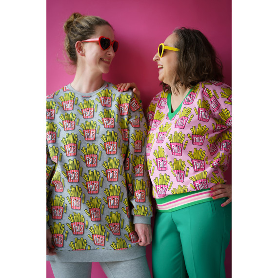 Bio-Sommersweat - French Terry - OMG Fries - Classics - Rosa - Hamburger Liebe