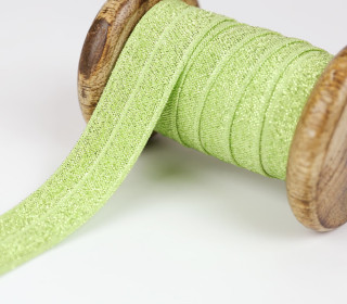 1m Faltgummi - elastisch - Glitzer - Faltband - 20mm - Gelbgrün