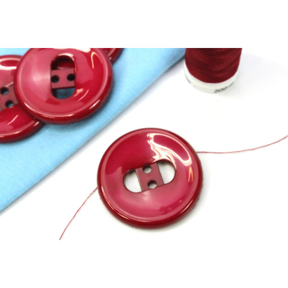 1 Knopf - 33mm - Rund - Rundbogen - Kirschrot