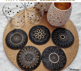 Stickdatei Set ITH Mug Rugs Mandala 10x10 Tassenteppiche Coaster Untersetzer