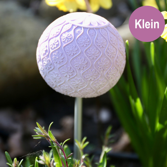 Silikon - Gießform - Dekokugel mit 3D Blütenmuster - Gartenstecker - Klein - vielfältig nutzbar