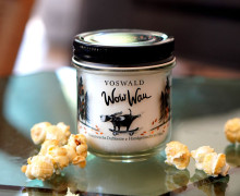 Voswald Duftkerze - Wau Wow - mit süßem Popcorn- und Mandelduft - handgemacht aus 100% Naturwachs