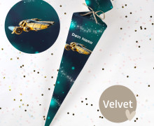 DIY-Nähset Schultüte - Raumschiff - Weltall - Velvet - zum selber Nähen