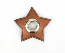 Kunstleder Öse - Stern - 11mm - Star - Patches - Metallic - Kupfer/Silber