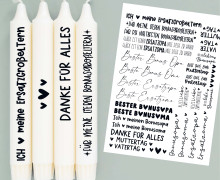 DIN A4 - Tattoofolie - Muttertag / Vatertag - Bonus Großeltern - für Kerzen / Keramik