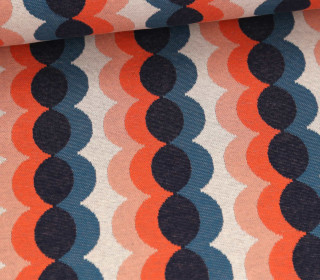 Bio-Jacquard - 5 Farb Spezial Jacquard Jersey - Repeat - Pretty & Pure - Enzianblau/Orange Dunkel - Hamburger Liebe