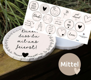 Outdoorstoff - Black & White Wedding - Inlays für Silikon - Dekoteller - Tablett - Mittel - Frida Kreativ - abby and amy