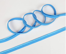 1 Meter elastisches Paspelband/Biesenband - Matt mit Glanzkante - Cyanblau