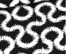 Viskose Stretch - Webware - Leicht Elastisch - Abstract Squiggle - Schwarz
