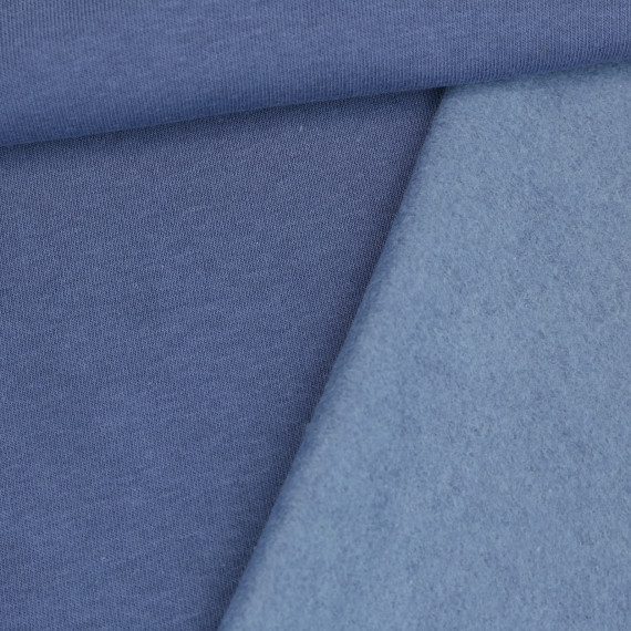Kuschelsweat Light - Uni - Taubenblau Dunkel - Sweat Angeraut 