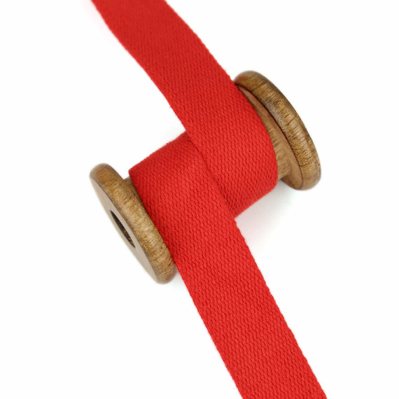 1m Weiches Gurtband - Uni - Baumwolle - 30mm - Stärke 2,0mm - Rot