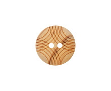 1 Holzknopf - 18mm - 2-Loch - Schnitzmuster Linien- Natur