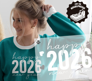 Onkel Bo's Bügelbilder - DIN A4 - Happy 2026 new year - Silvester - Weiß