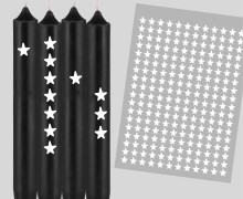 DIN A4 - Tattoofolie - Kleine Sterne - MINI - Weiß - für Kerzen / Keramik
