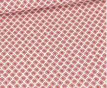 Baumwolle - Webware - Vintage - Kleine Blüten - Ecru/Altrosa