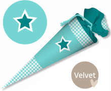 DIY-Nähset Schultüte - GESCHWISTERTÜTE - Türkis Stern - Velvet - abby and amy