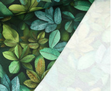 Leichter Kuschelsweat - Große Blätter - Schwarz