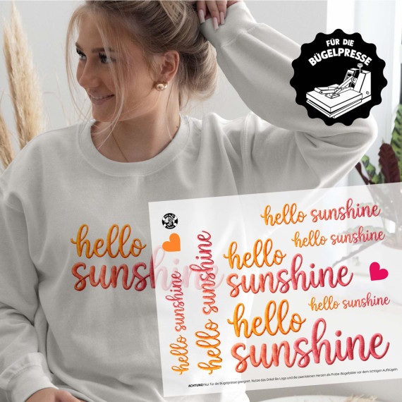 Onkel Bo's Bügelbilder - DIN A4 - Hello Sunshine - Stickoptik - BIG