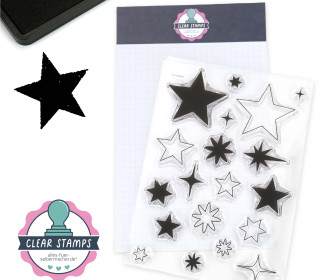 1 Bogen Clear Stamps - Kreative Stempel - Sterne - 19 Motive