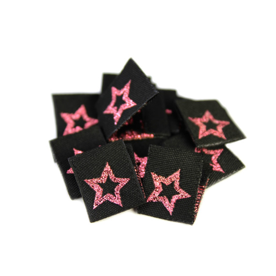 1 Label - Sterne - Star - Schwarz/Pink