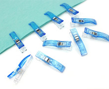 10 Stoffklammern - Quilt Clips - Groß - Blau