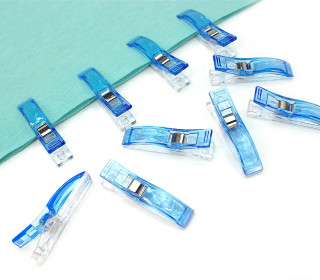 10 Stoffklammern - Quilt Clips - Groß - Blau